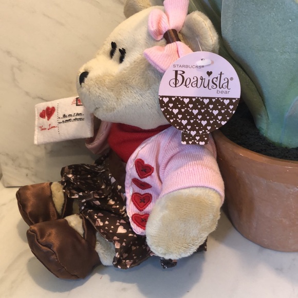 STARBUCKS 2011 BEAR Plush Girl Valentines Heart BEARISTA Valentines Holiday Bear - Picture 5 of 10